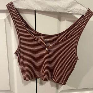 American Eagle Striped Burgundy Crop Top